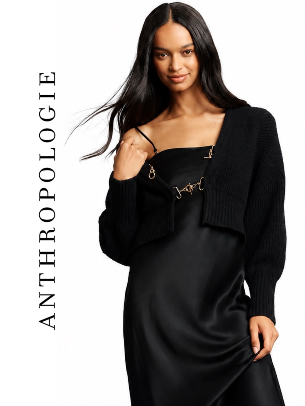 Anthropologie Rhea Hardware Crop Cardigan Sweater - Picture 2 of 6